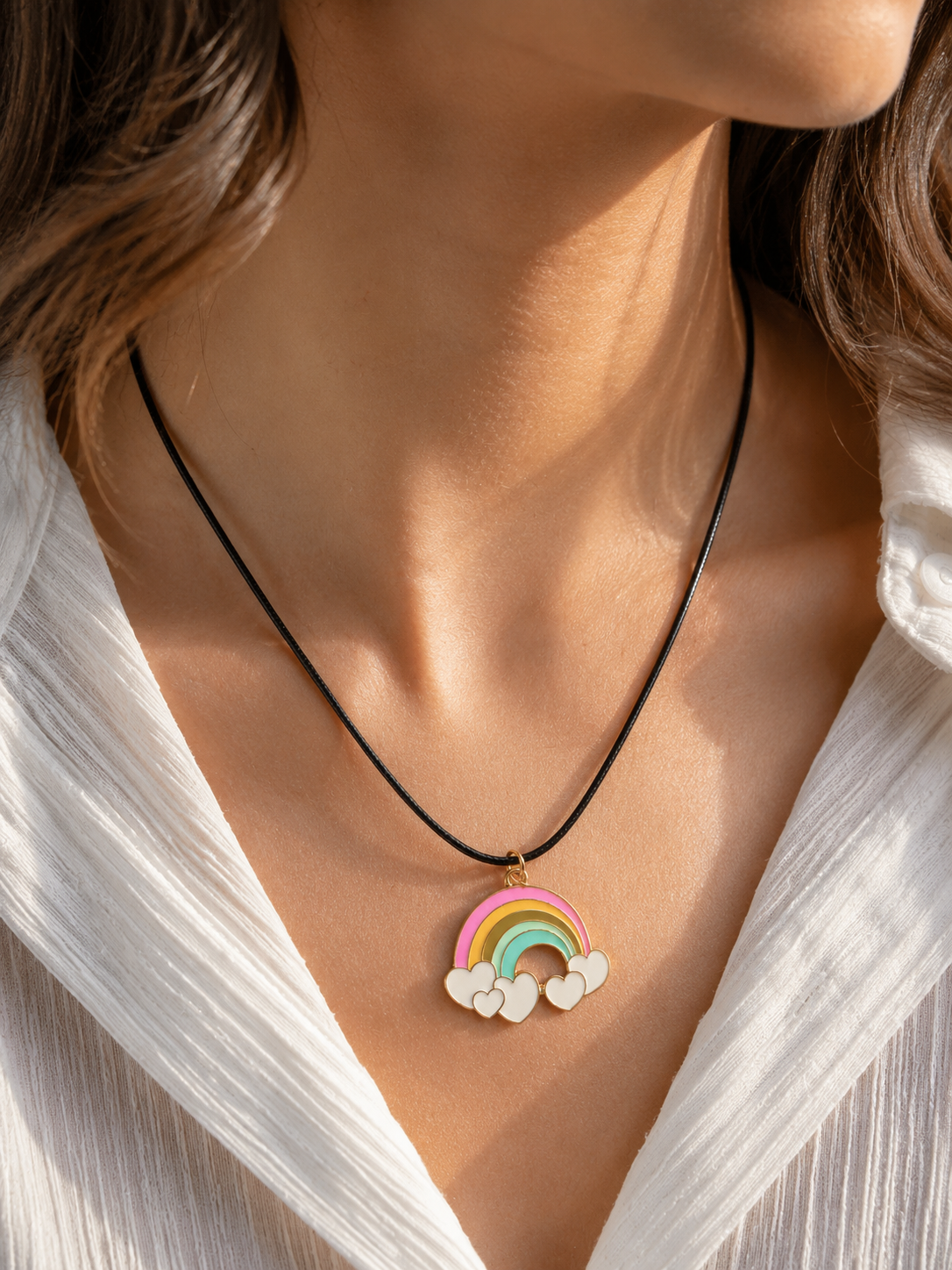 Collier Enfant Arc-en-ciel de Cœurs