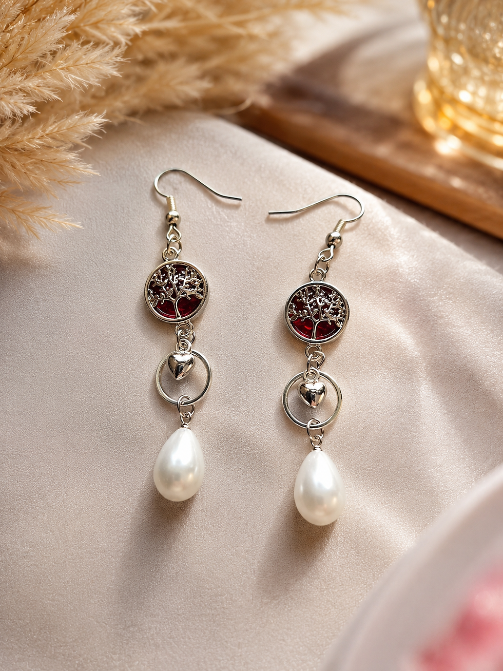 Miniature : Boucles d'oreilles Arbre de Vie – Perle goutte