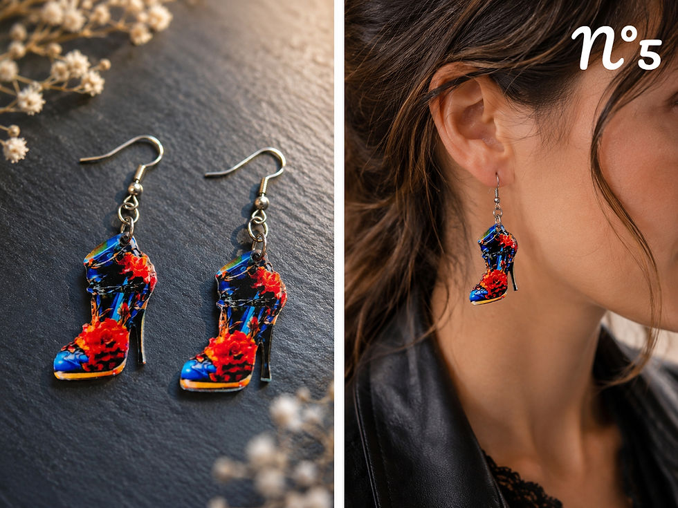 Miniature : Boucles d'Oreilles Escarpins Fleuris – Élégance et Originalité