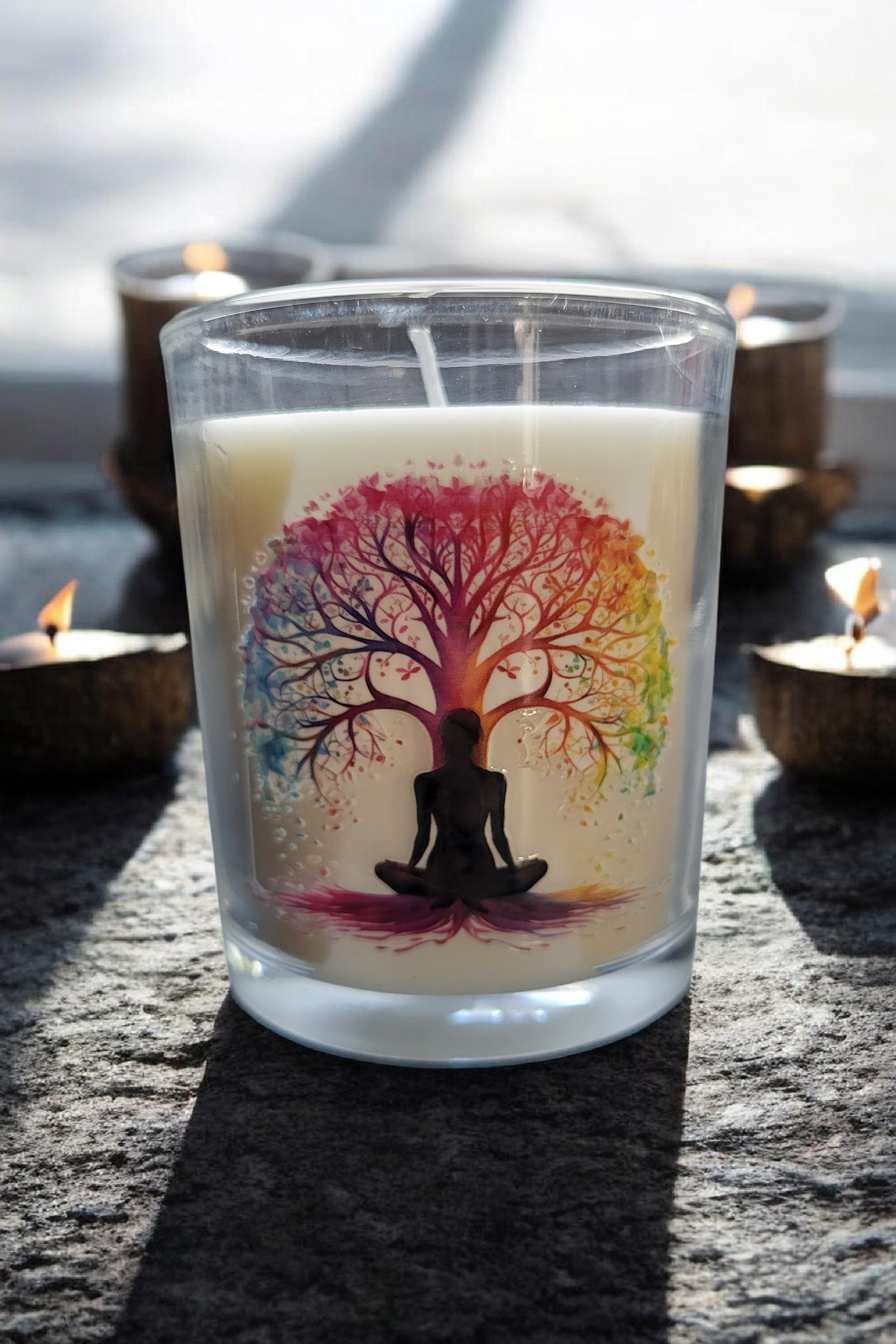 🌳 Bougie artisanale Arbre de Vie Méditation – Parfum Mûre Musc