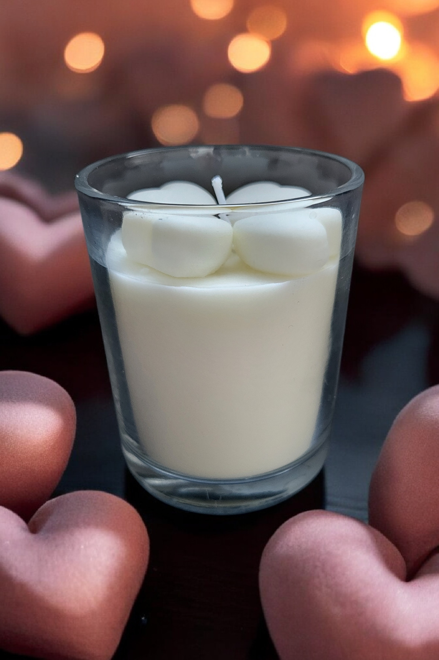 Bougie artisanale parfumée – Cœurs fondants | Cadeau romantique & déco