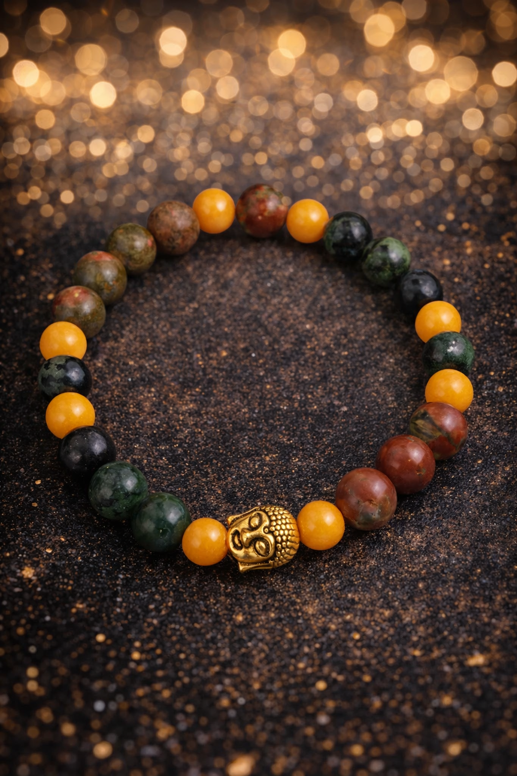 Bracelet en pierres naturelles – Unakite, Agate indienne, Rubis Zoïsite & Jade