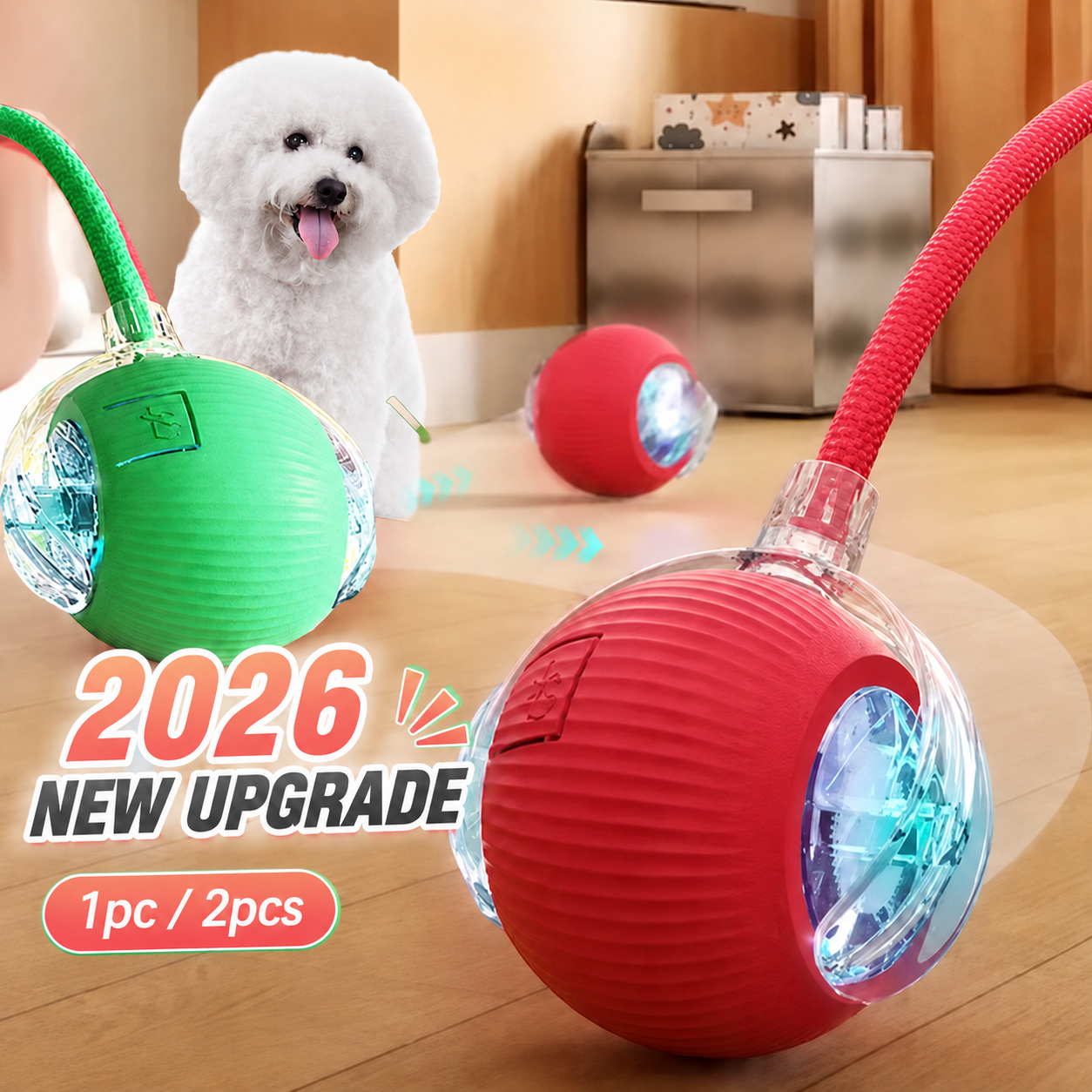 New Dog Interactive Ball Toy,Automatic Rolling Dog Ball Rechargeable,Smart Puppy