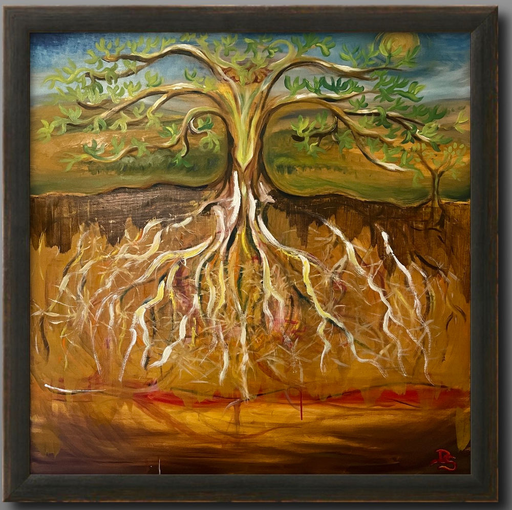 upside down tree drawing roots in sky