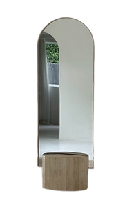 Travertine table base to mirror stand by Erena Te Paa