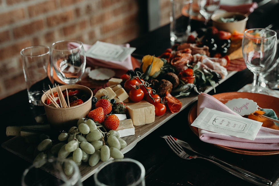 Close-up view of a beautifully arranged veggie sharing board