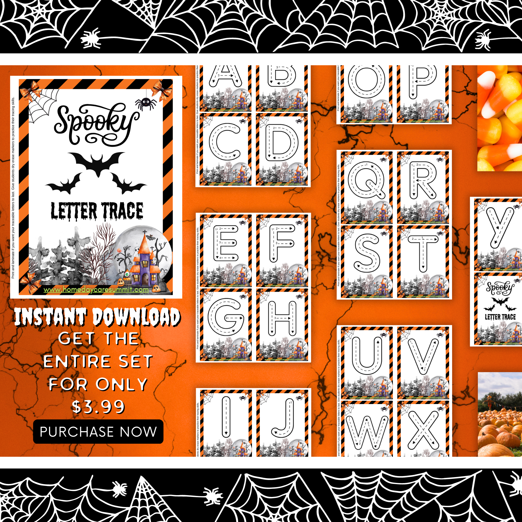 Spooky Letter Trace - Instant Download