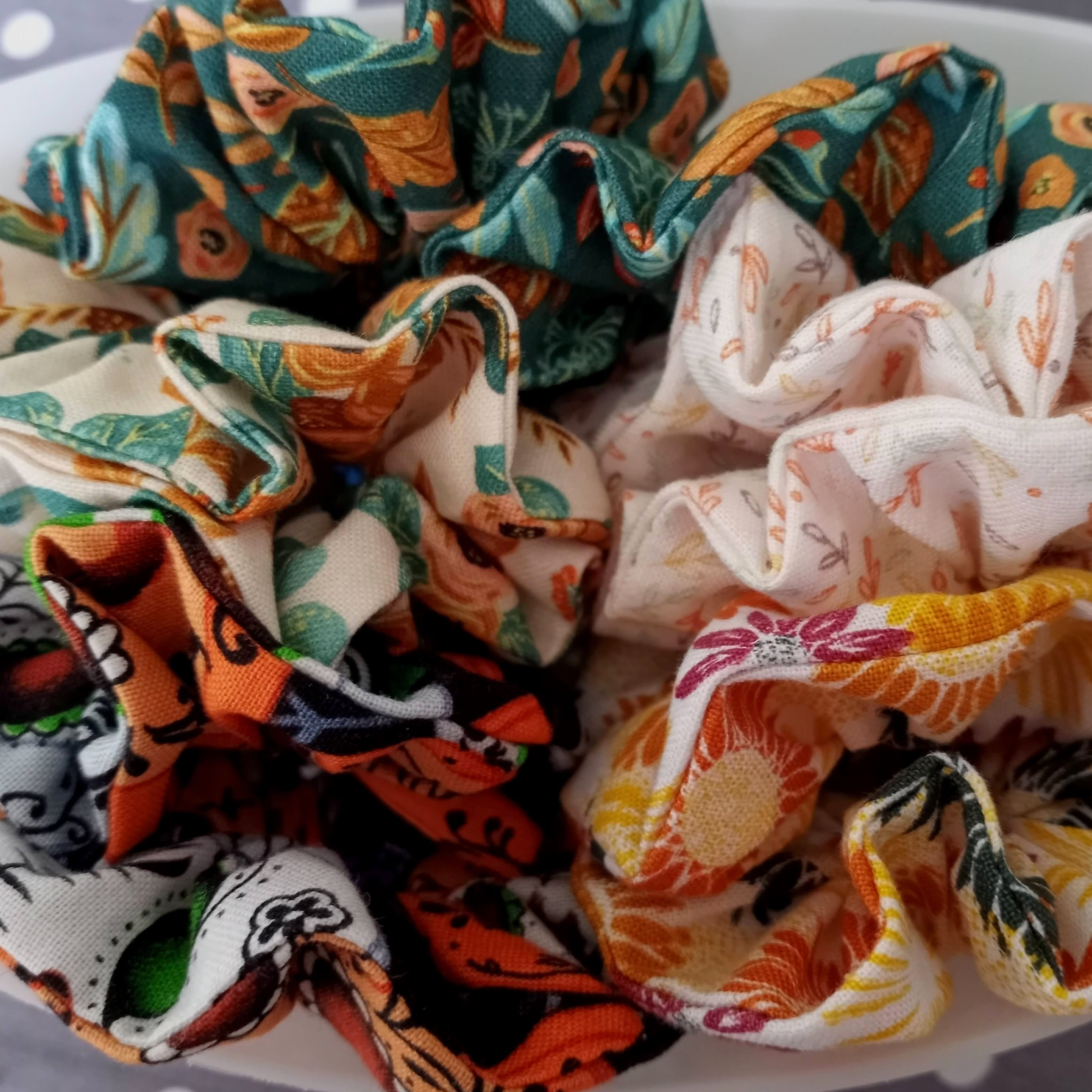 Autumn Florals - Cotton Scrunchies (Mini)