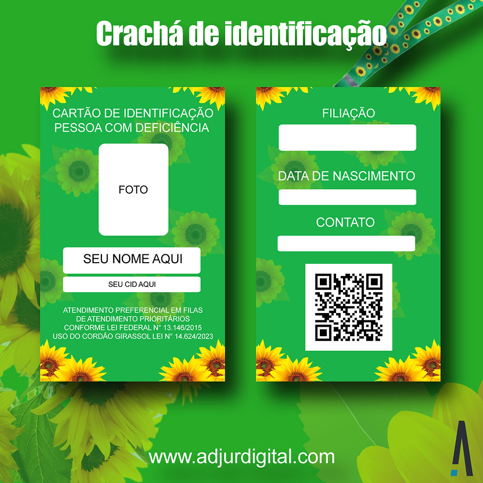 Crachá Girassol Qrcode + Cordão Girassol | ADJUR