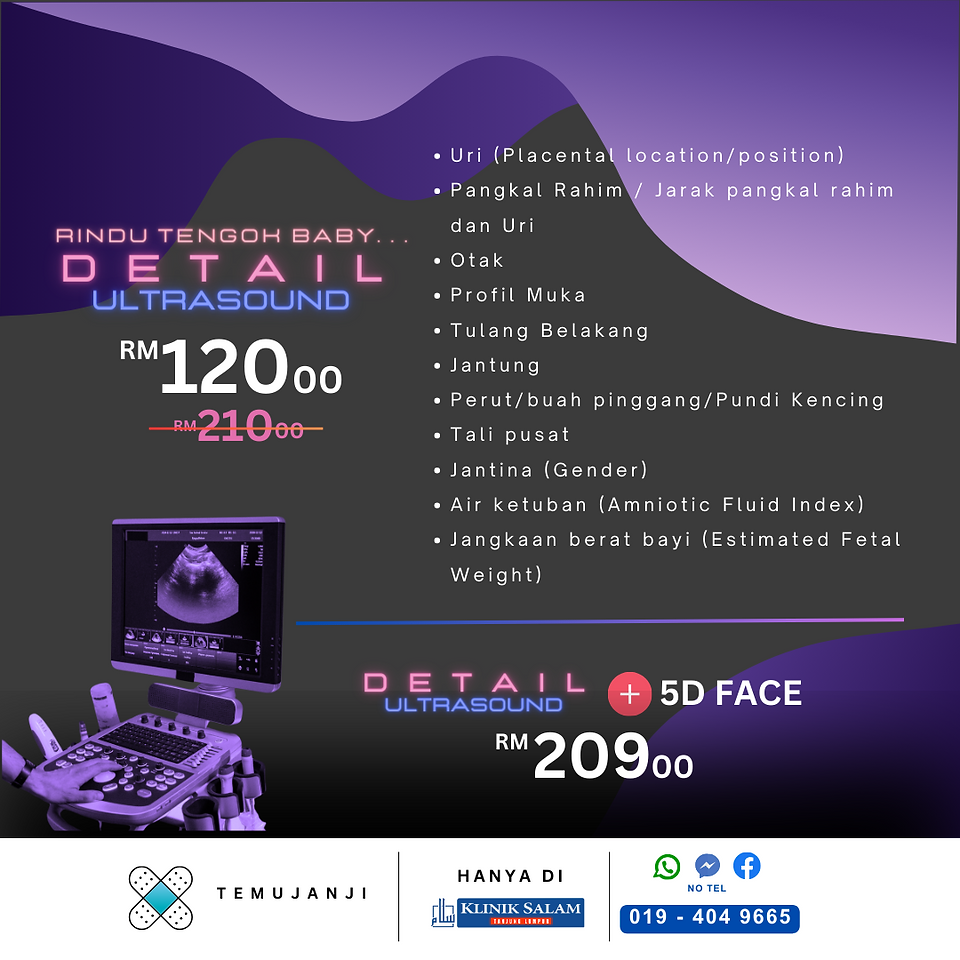 detail scan baby tali pusat perut jantina air ketuban jantung