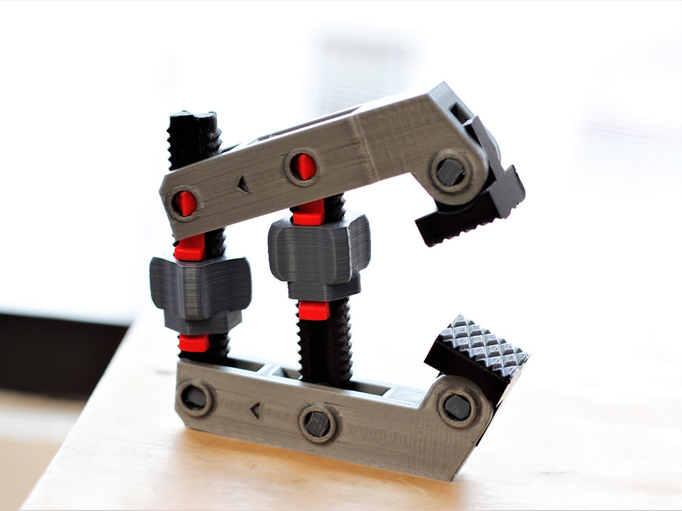 Functional 3D printed clamp with all PLA printed parts.