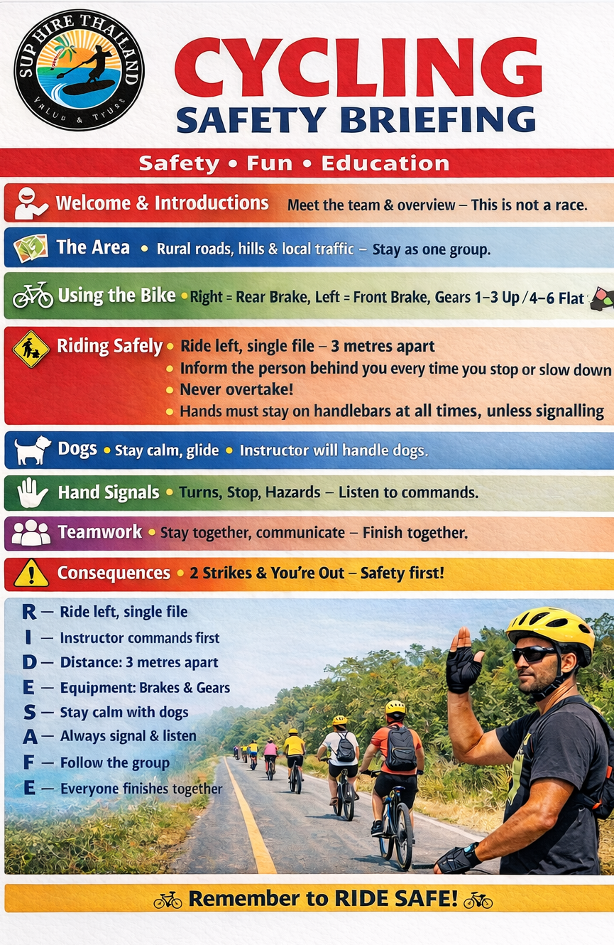 Cycling safety briefing for Kanchanaburi outdoor activities.