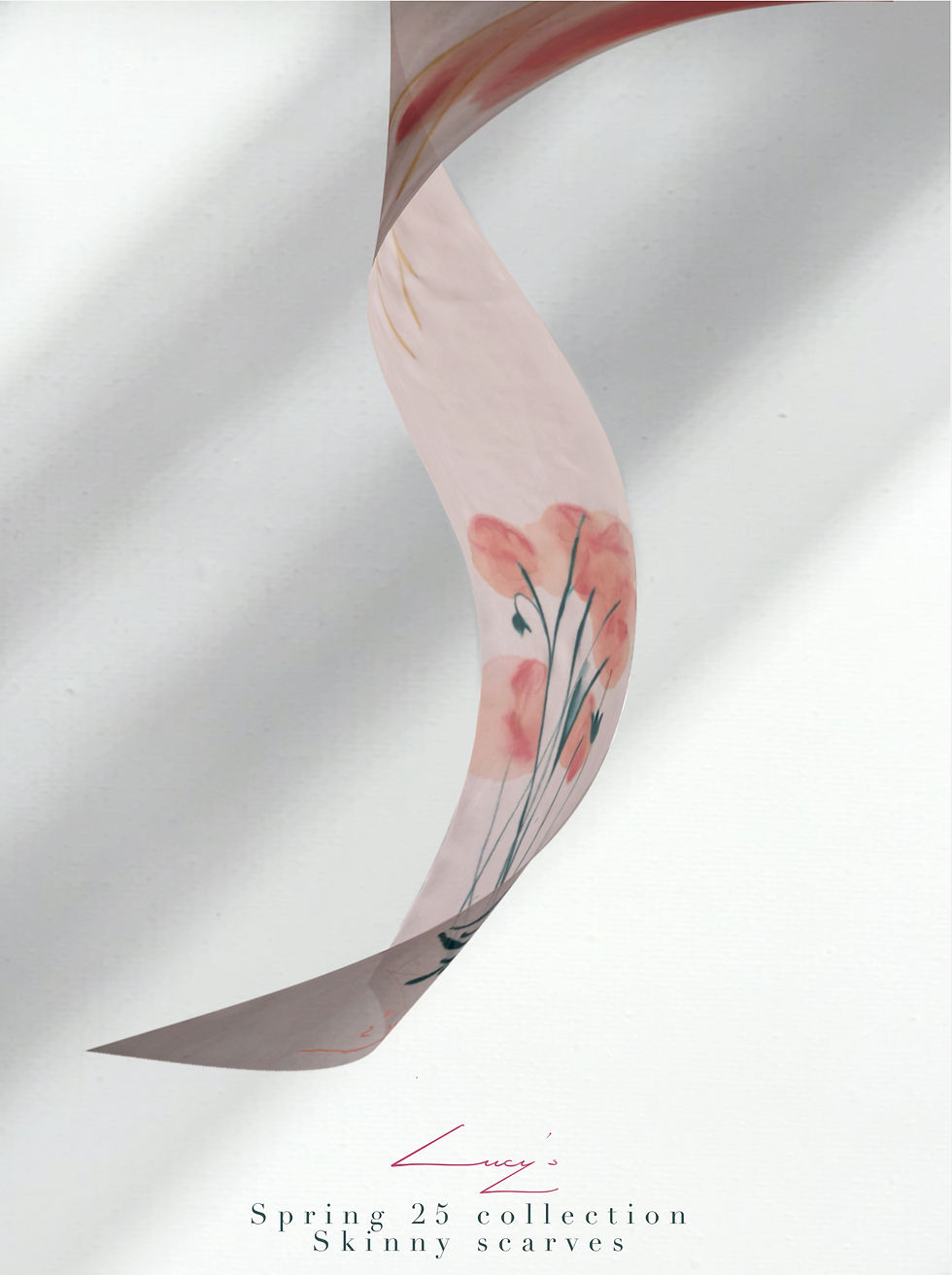 Voile de Rosée Chiffon skinny scarf 