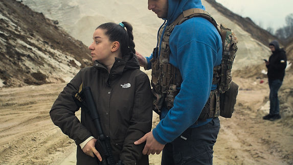 Shooting practice in Ukraine amidst Russian invasion, in film The Invasion by Sergei Loznitsa