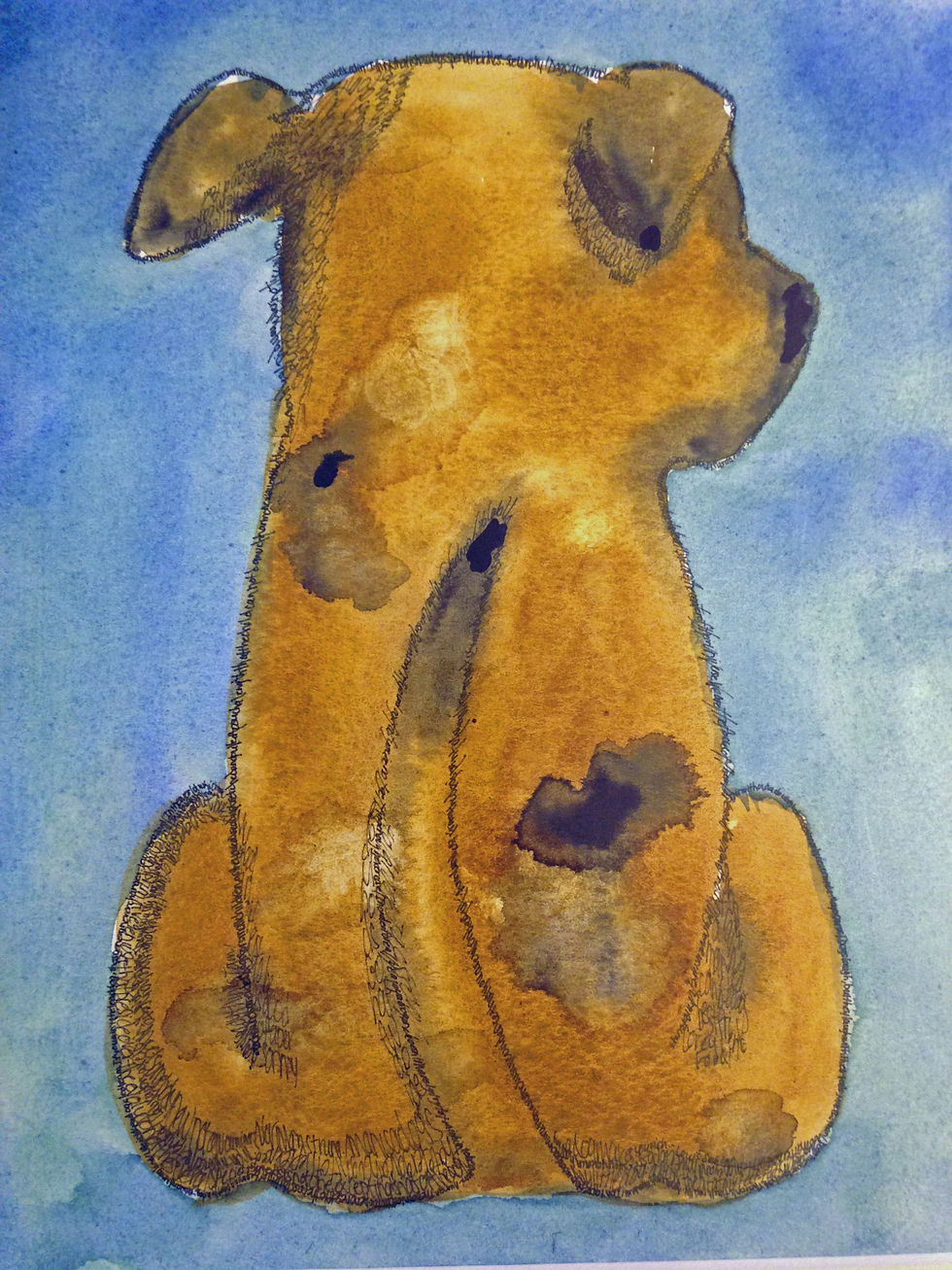 Thumbnail: 25 Quotations about Dogs written into a Sitting Mutt
