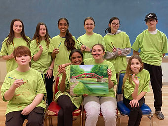 Group photo with camelback bridge Delaware Canal extended blackboard.jpg