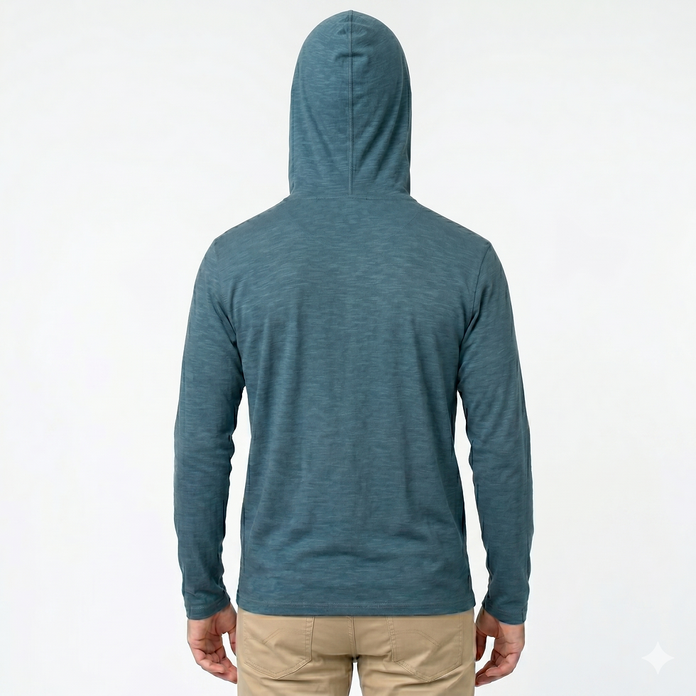Miniatura: Camiseta Masculina Manga Longa Com Bolso e Com Capuz Sem Cordão Algodão Fio 30.1