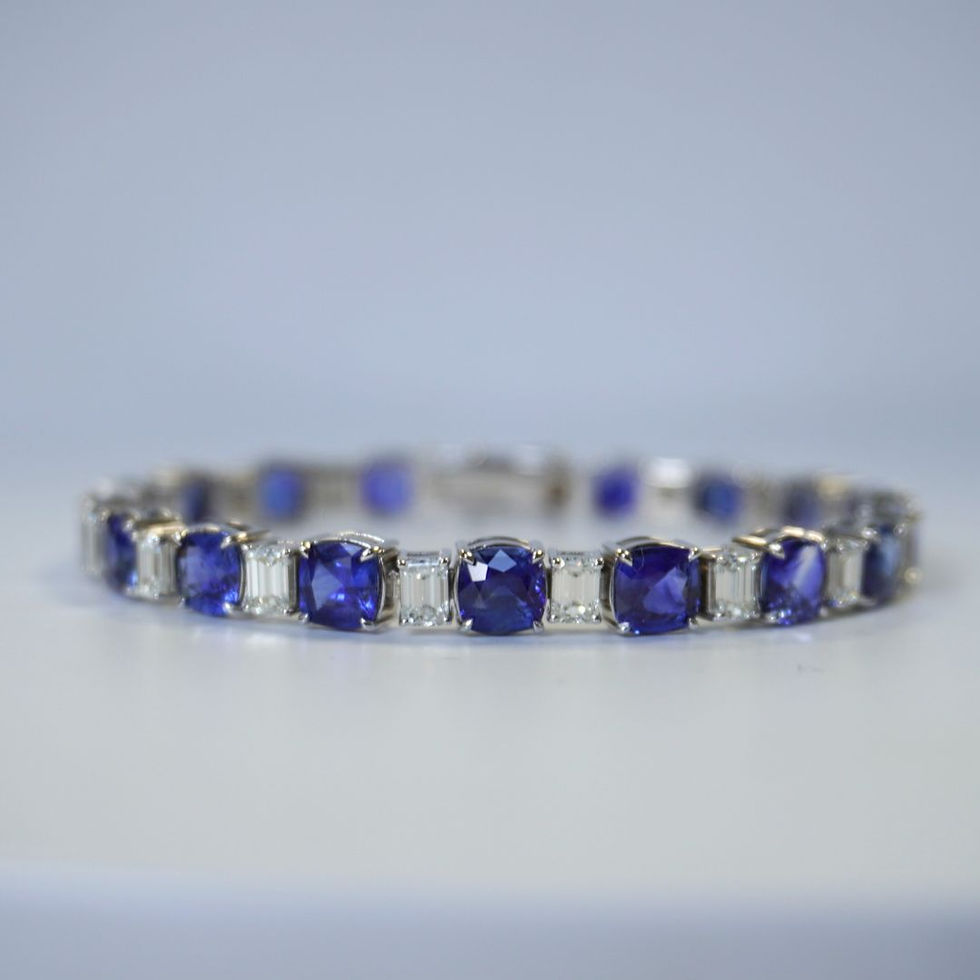 Thumbnail: 14 Carat Sapphire Tennis Bracelet 18K White Gold