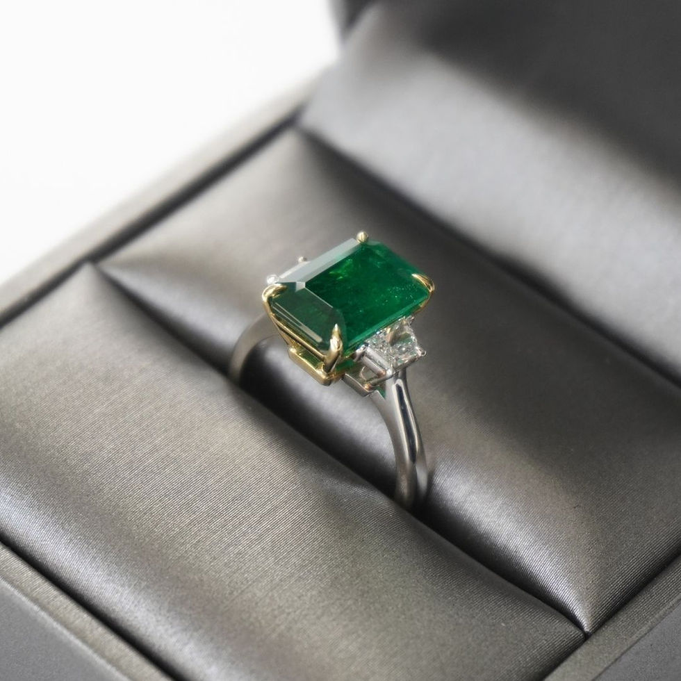 Thumbnail: 3.8 Carat Emerald Three Stone Ring