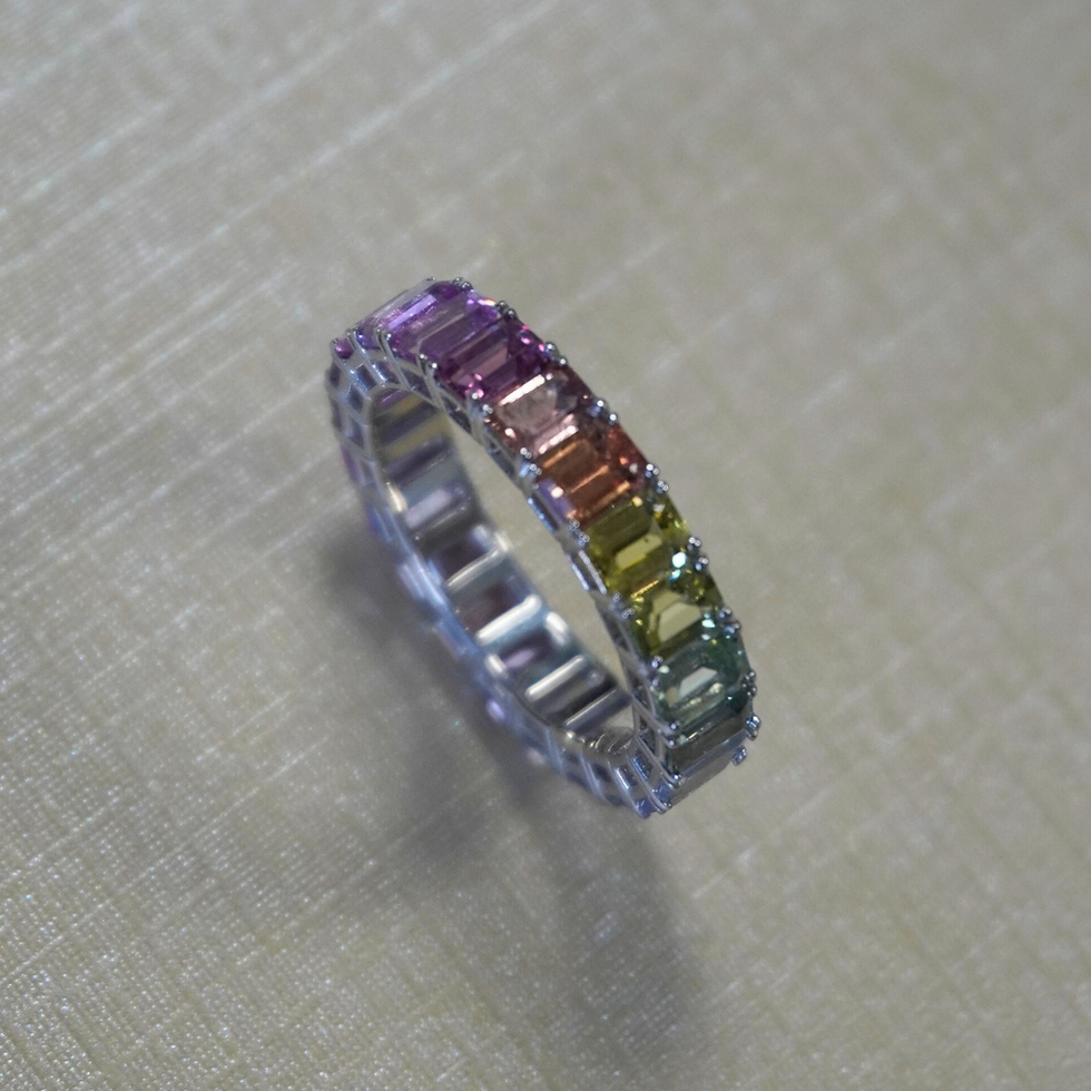 Thumbnail: 5.6 Carat No Heat Multicolor Sapphire Eternity Band