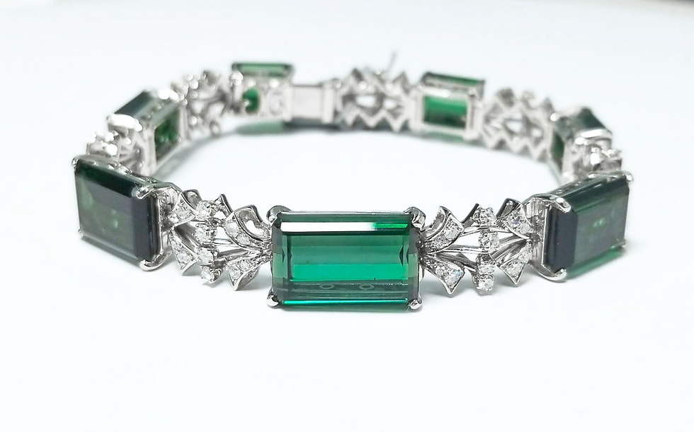 Thumbnail: Tourmaline Platinum Bracelet 49 cts