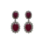 Thumbnail: 6 Carat Ruby Oval Dangle Earrings Diamond Halo