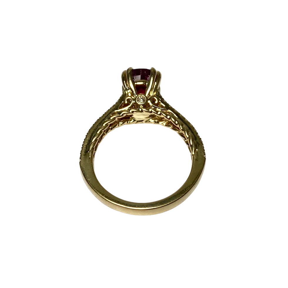 Thumbnail: No Heat Burma Ruby Round Ring 2.05 Cts