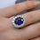 Thumbnail: 7.40 Carat Sapphire Halo Platinum Ring with Diamonds