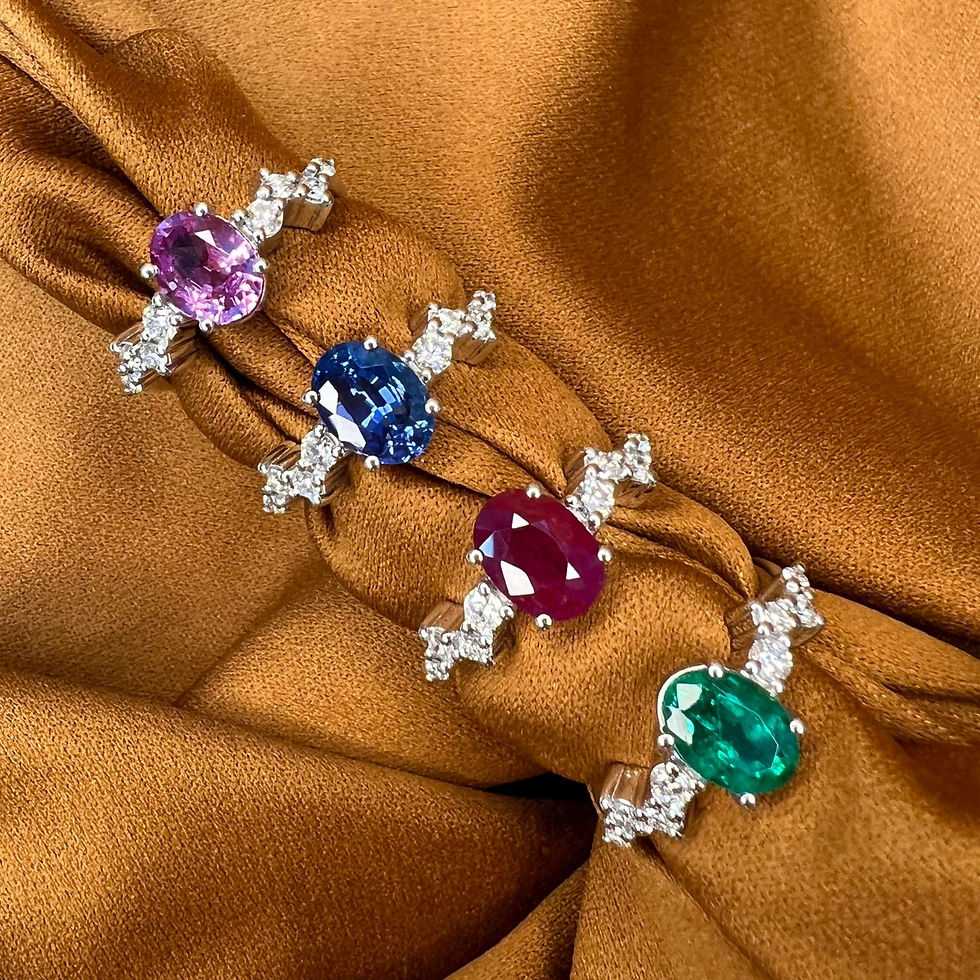 Thumbnail: 1.5 Carat Ruby Oval Cluster Ring 8x6 mm