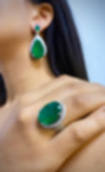 Thumbnail: Emerald Pear and Oval Earrings 88.00 cts