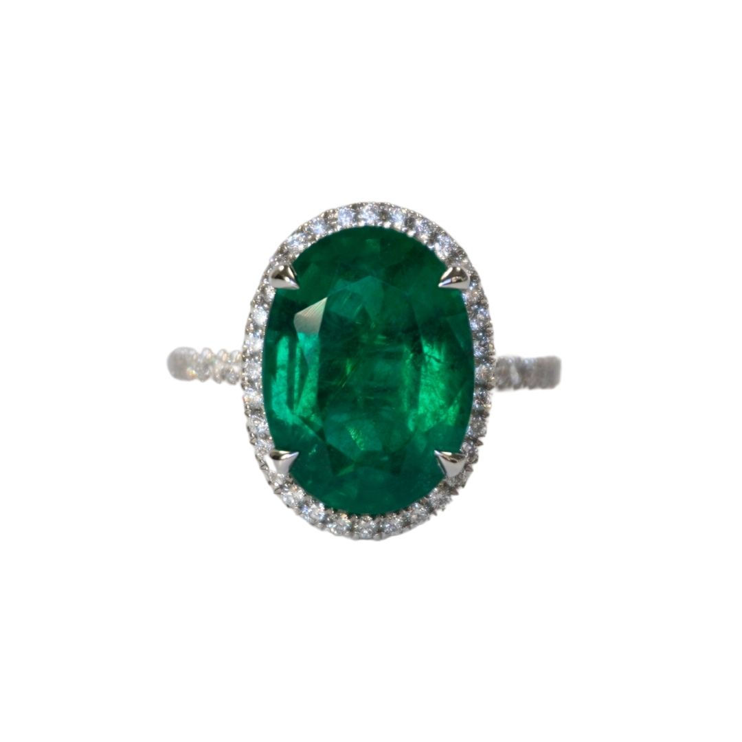 6.5 Carat Emerald Halo Ring