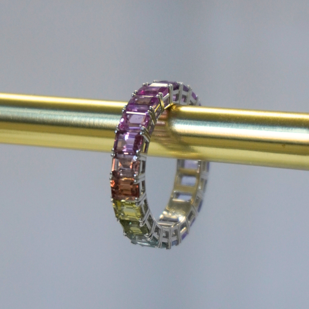 5.6 Carat No Heat Multicolor Sapphire Eternity Band