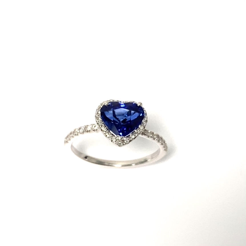 Thumbnail: Ceylon Sapphire Heart Ring 1.82 Cts