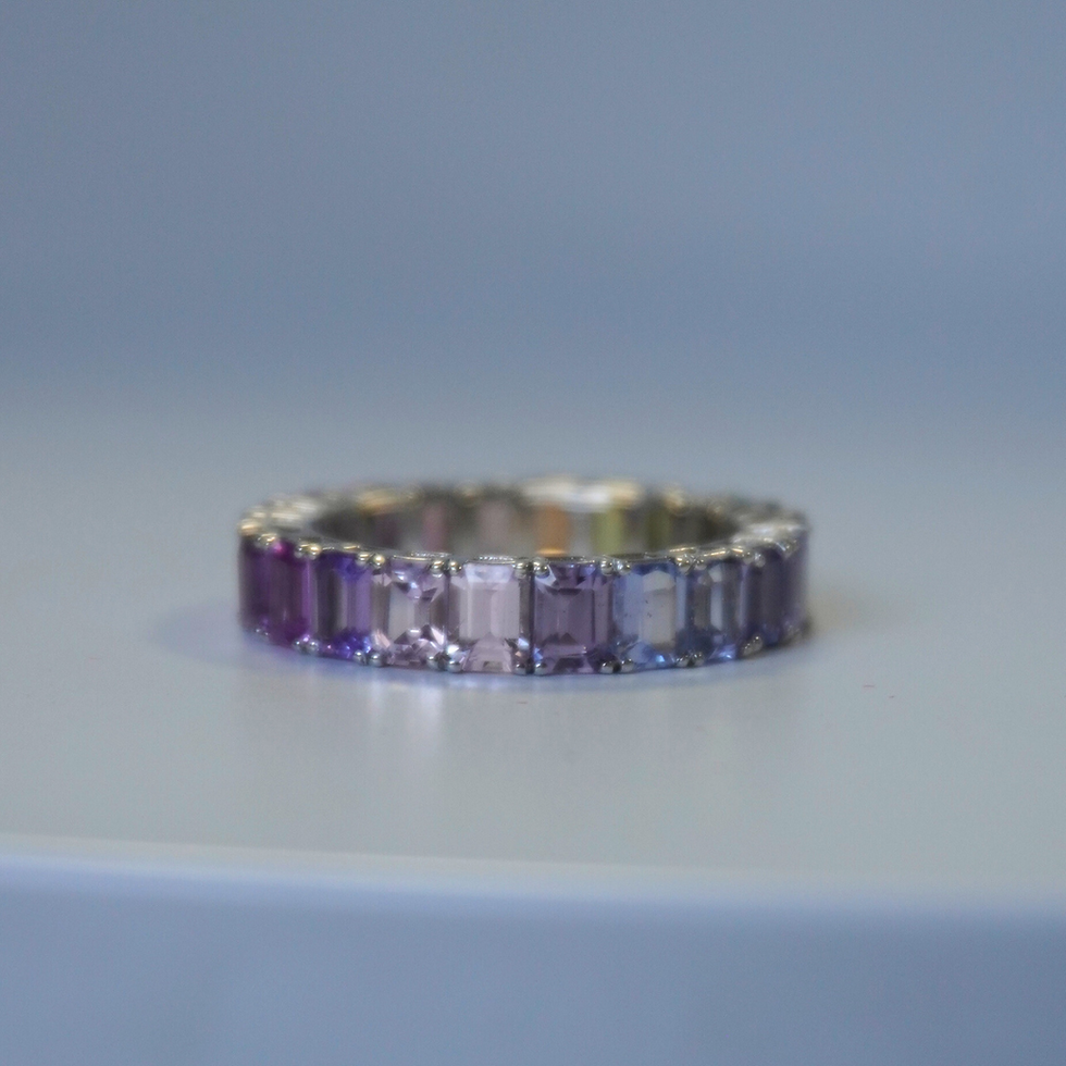 Thumbnail: 5.6 Carat No Heat Multicolor Sapphire Eternity Band
