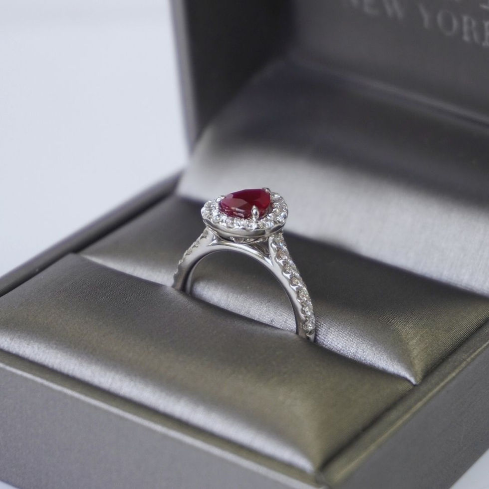 Thumbnail: 1.45 Carat Burma Ruby Pear Halo Ring