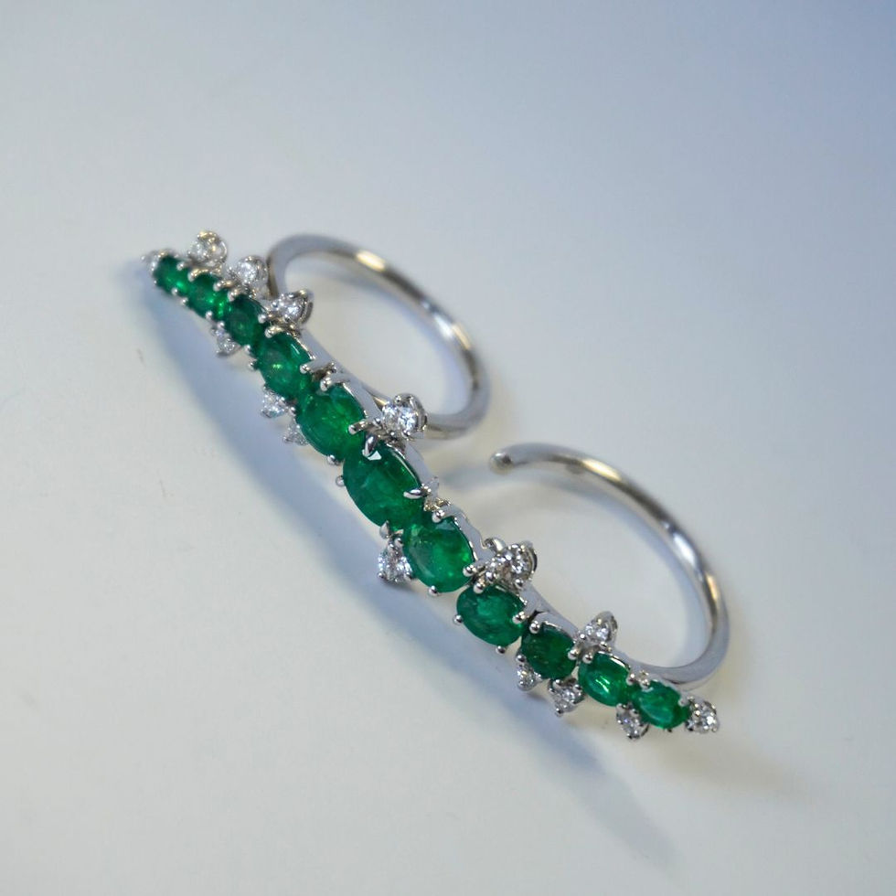 Thumbnail: 3.6 Carat Double Finger Emerald Ring
