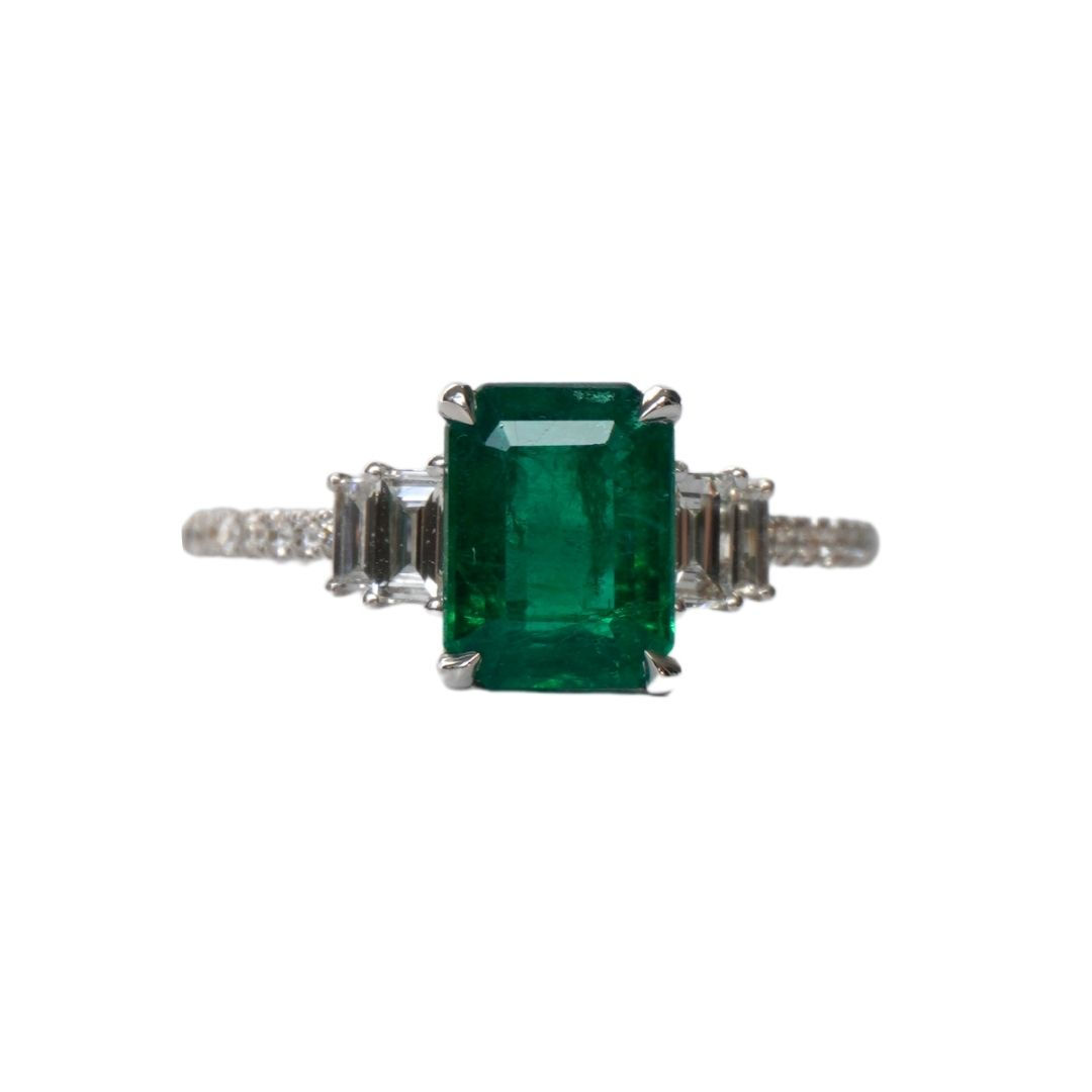 1.6 Carat Emerald Five Stone Ring