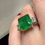Thumbnail: 6.25 Carat Emerald Three Stone Ring