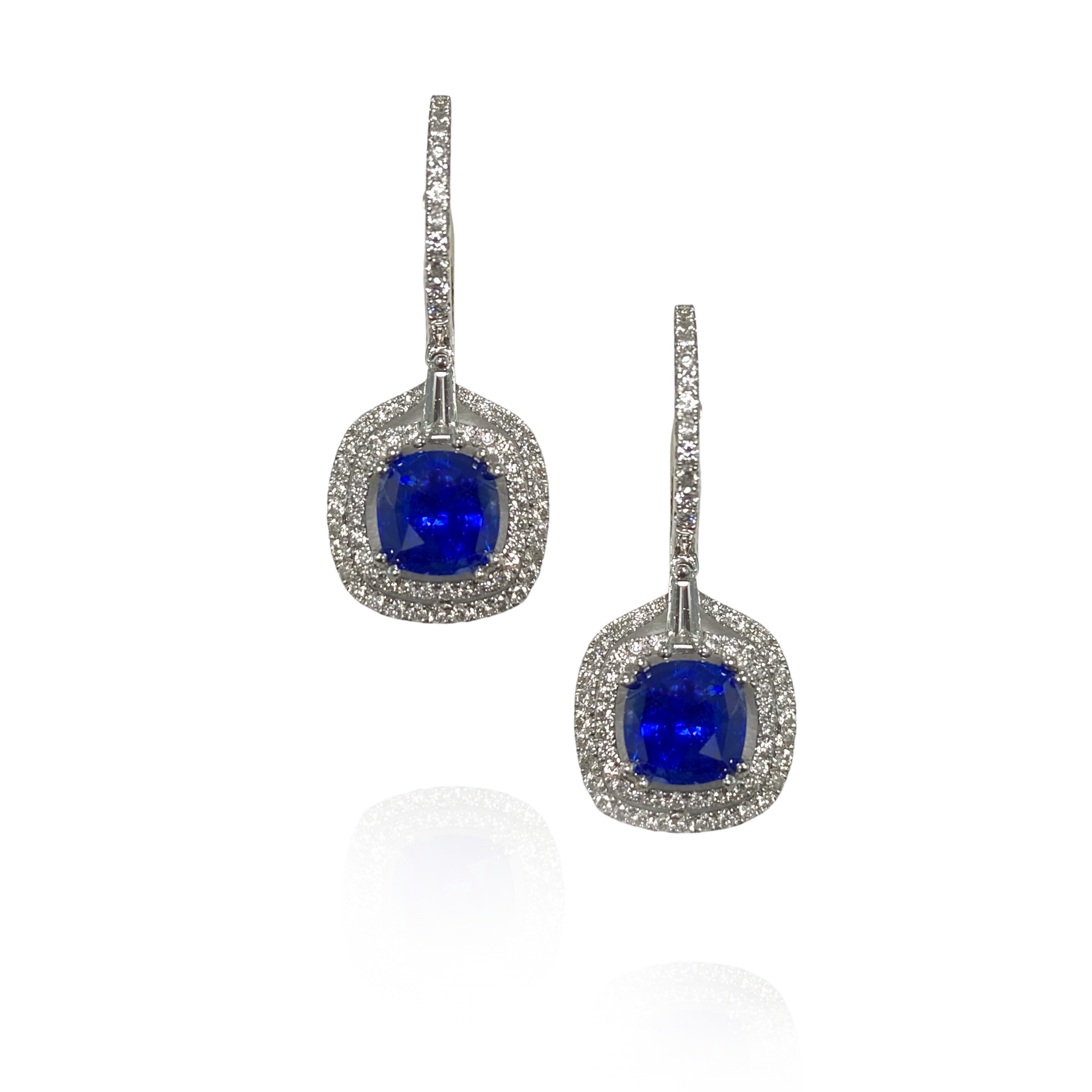Sapphire Cushion Earrings 2.26 CT