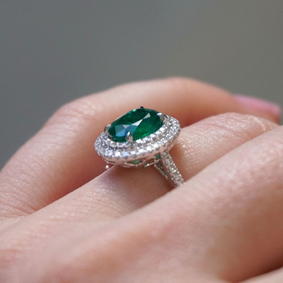 Thumbnail: 1.65 Carat Emerald Double Halo Ring
