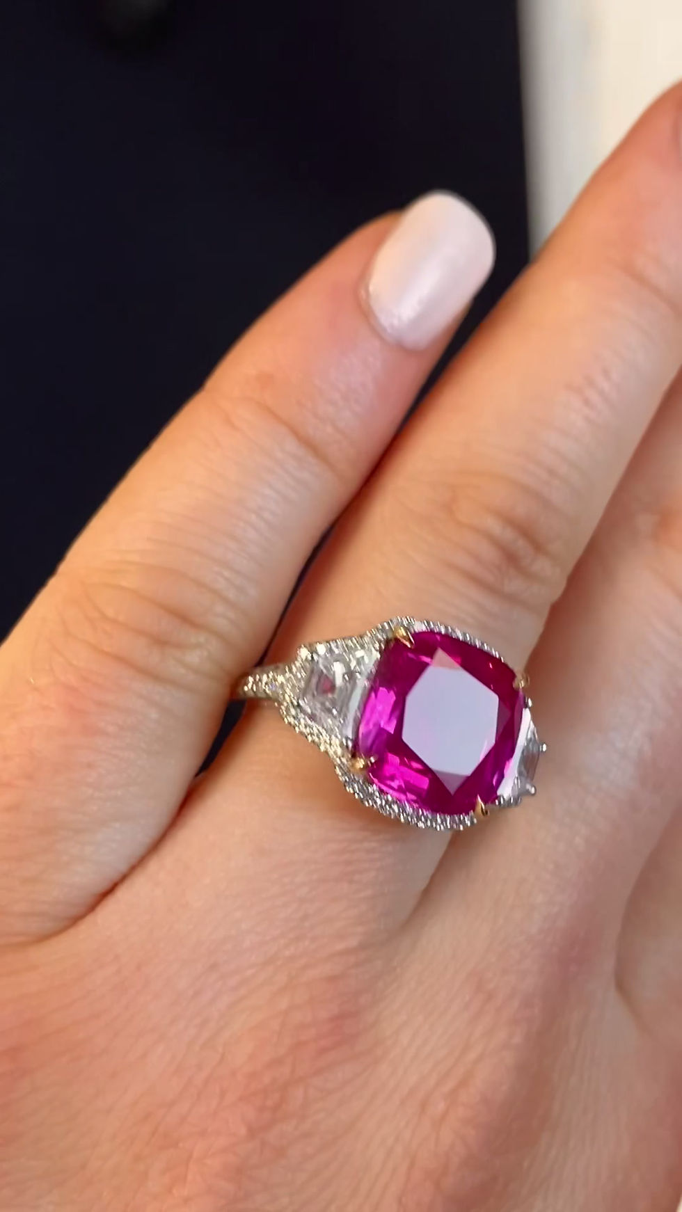 Thumbnail: Burma Ruby No Heat Cushion Ring 7.16 Cts
