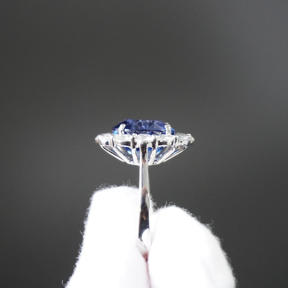 Thumbnail: 6.70 Carat Sapphire Ring Diamond Halo
