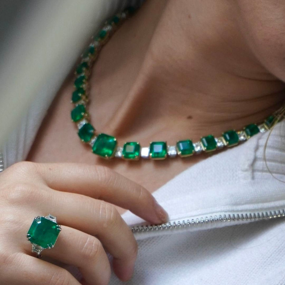 Thumbnail: 79 Carat Graduated Emerald Necklace