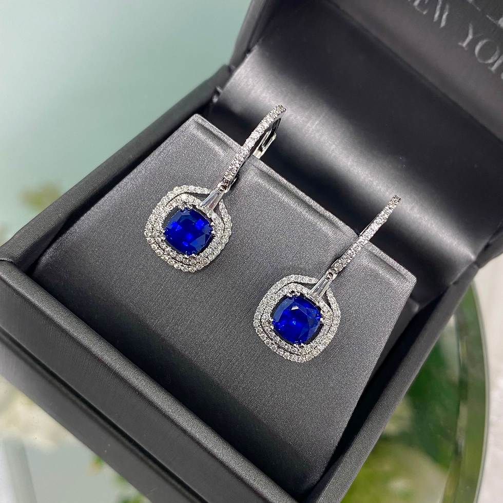 Thumbnail: Sapphire Cushion Earrings 2.26 CT