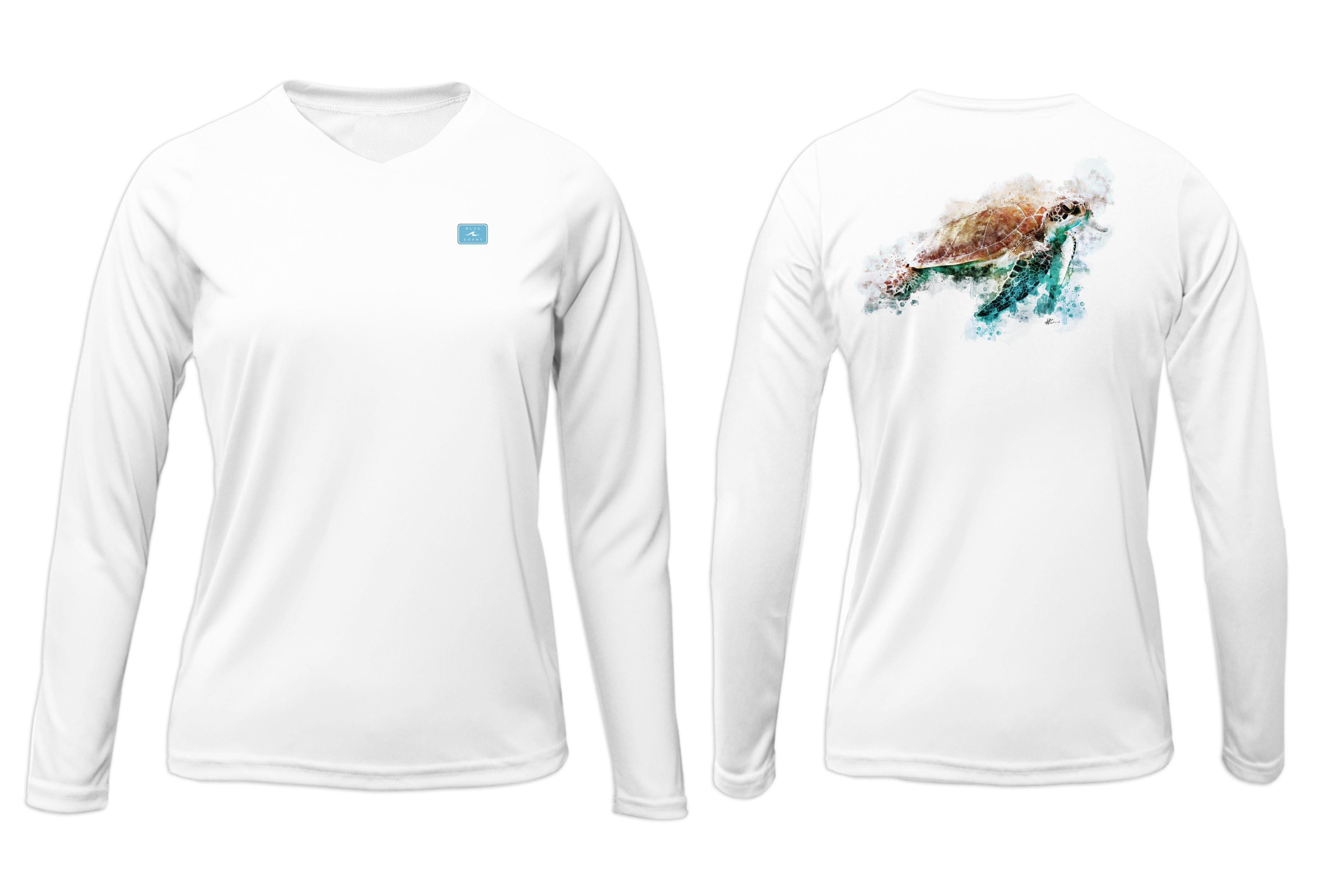 Women's UPF 50+ PROTECHT™ V-Neck Long Sleeve - Sea Turtle