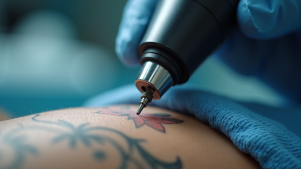 Close-up view of laser device head used for tattoo removal