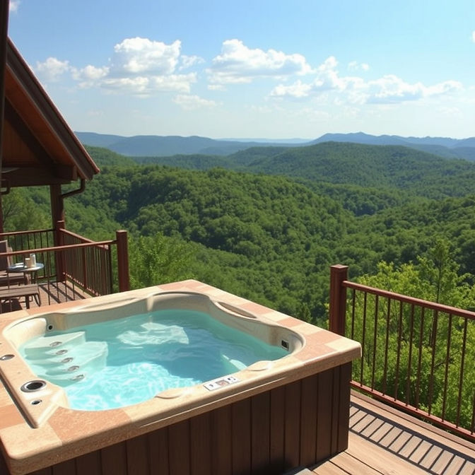 a background of a luxury jacuzzi overlooking ozark mountains in the summer .jpg
