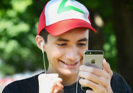 boy looking at phone