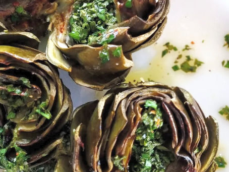 Grilled artichokes with herb gremolata