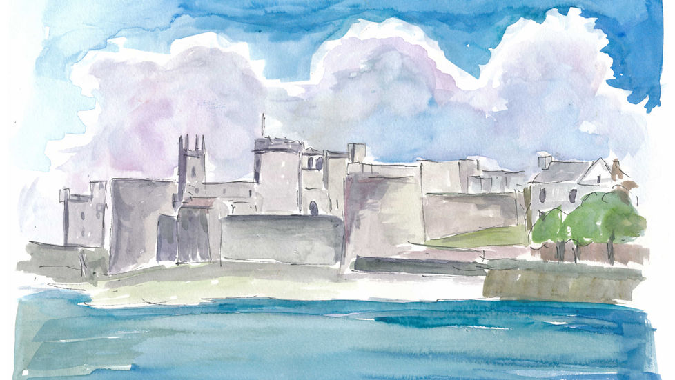 View Of Limerick Ireland with Shannon River and King Johns Castle